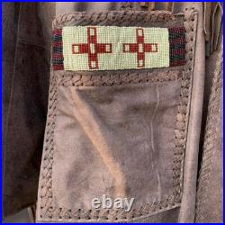American Natives Western Wear Suede Leather Indian Jacket Fringe & Beaded Coat