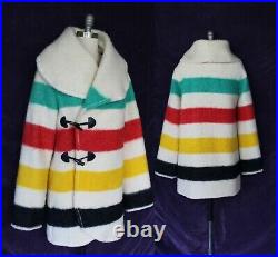 Artisan Hudson's Bay Pendleton Glacier stripe wool blanket jacket coat Capote M