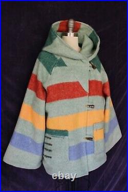Artisan Hudson's Bay Pendleton Glacier stripe wool blanket jacket coat poncho