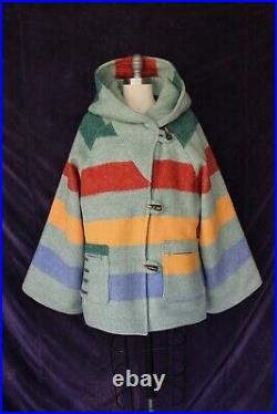 Artisan Hudson's Bay Pendleton Glacier stripe wool blanket jacket coat poncho