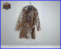 Authentic Cowhide Leather Duster Handmade Long Trench Coat Vintage Western Authentic Cowhide Leather Duster Handmade Long Trench Coat Vintage Western