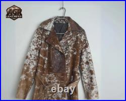 Authentic Cowhide Leather Duster Handmade Long Trench Coat Vintage Western Authentic Cowhide Leather Duster Handmade Long Trench Coat Vintage Western