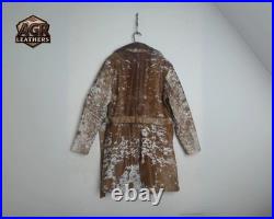 Authentic Cowhide Leather Duster Handmade Long Trench Coat Vintage Western Authentic Cowhide Leather Duster Handmade Long Trench Coat Vintage Western