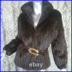 Avantisz Xs/svintage Genuine Real Ranch Mahogany Brown Mink Fur Coat Jacket