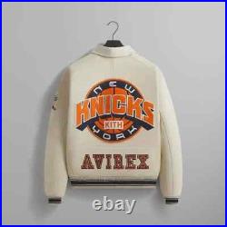 Avirex Men's Nitro Run NYC'75 Eagle Patch Blue Leather Jacket-NEW
