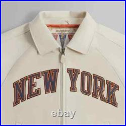 Avirex Men's Nitro Run NYC'75 Eagle Patch Blue Leather Jacket-NEW