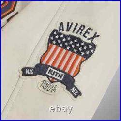 Avirex Men's Nitro Run NYC'75 Eagle Patch Blue Leather Jacket-NEW