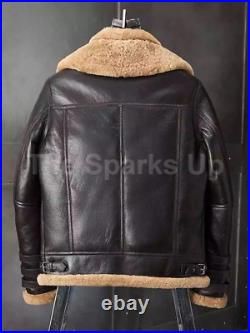 B3 Real Fur Shearling RAF Bomber Coat Mans Fashion Moto Biker Leather Jacket