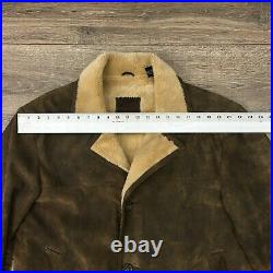 BDG Mens Brown Shearling Leather Suede Sherpa Lined Coat Jacket Size L Trench