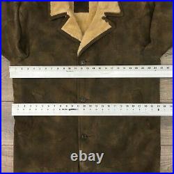 BDG Mens Brown Shearling Leather Suede Sherpa Lined Coat Jacket Size L Trench