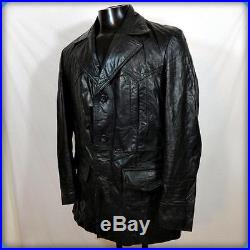 BERMANS Vtg 70s WESTERN Car Coat Leather Blazer JACKET Mens Size M 40 Black