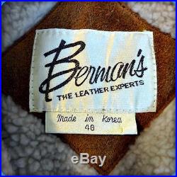 BERMANS Vtg 70s Western Heavy Suede Leather Barn coat RANCHER JACKET XL 46 Brown