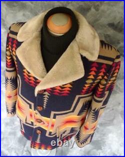 BEST Vintage PENDLETON Western Wear WOOL BLANKET COAT Jacket NAVAJO Indian 44