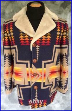 BEST Vintage PENDLETON Western Wear WOOL BLANKET COAT Jacket NAVAJO Indian 44