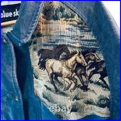 BLUE SKYS Collection Canada Coat Jacket Chore Horse Equestrian Print Women's BLUE SKYS Collection Canada Coat Jacket Chore Horse Equestrian Print Women's
