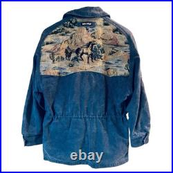 BLUE SKYS Collection Canada Coat Jacket Chore Horse Equestrian Print Women's BLUE SKYS Collection Canada Coat Jacket Chore Horse Equestrian Print Women's