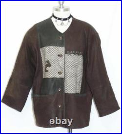 BROWN LEATHER COAT Women Austria Hunting Western Over Coat JACKET/BUST 49/18 XL BROWN LEATHER COAT Women Austria Hunting Western Over Coat JACKET/BUST 49/18 XL
