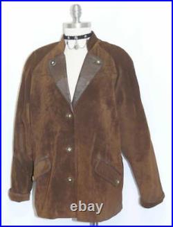 BROWN LEATHER German Women Winter Hunting Western Ranch Over Coat JACKET 12 M
