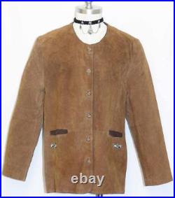 BROWN LEATHER Western Hunting JACKET Sport Over Coat Women German Eu46 B44 14 L