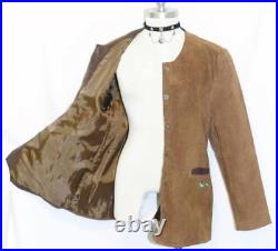 BROWN LEATHER Western Hunting JACKET Sport Over Coat Women German Eu46 B44 14 L