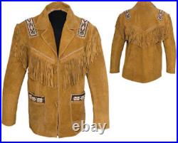 Baba Geniuse Suede Western Leather Jacket With Fringe Native American Coat
