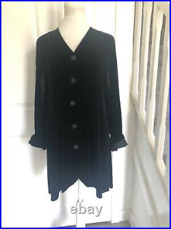 Beatrice Von Tresckow Black Velvet Coat Jacket Intricate Buttons Dress 14 16
