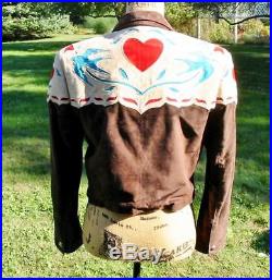 Beautiful Patricia Wolf Suede Western Bluebird Hearts Jacket Made in Texas S