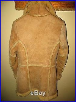 Bermans Authentic Women Leather Sheepskin Shearling Western Jacket Coat Medium