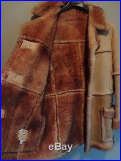 Bermans WESTERN RANCH Shearling Jacket Coat 38 M Medium Leather THICK Sheepskin