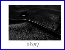 Black Button Jacket Men Lambskin Leather Western Vest Coat Waistcoat Classic