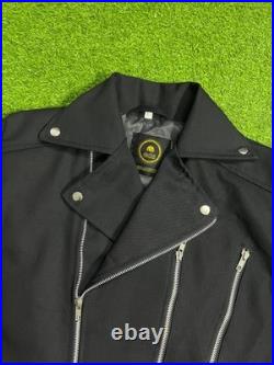 Black Denim Biker Jacket Slim Fit Motorcycle Punk Rock Style Belted Brando Coat Black Denim Biker Jacket Slim Fit Motorcycle Punk Rock Style Belted Brando Coat
