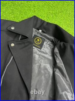 Black Denim Biker Jacket Slim Fit Motorcycle Punk Rock Style Belted Brando Coat Black Denim Biker Jacket Slim Fit Motorcycle Punk Rock Style Belted Brando Coat