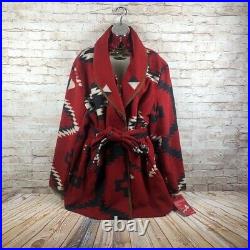 Black Mountain western Aztec blanket coat womens sz 1X red