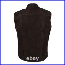 Black Suede Stylish Western Vest Coat Real Lambskin Leather Men Waistcoat Jacket