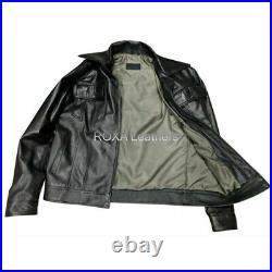 Brand Men Genuine Cowhide 100% Leather Jacket Motorcycle Designer Cow Black Coat