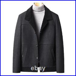 British Single Breasted Mens Short Coat Jackets Lapel Collar Winter Outwears 4XL