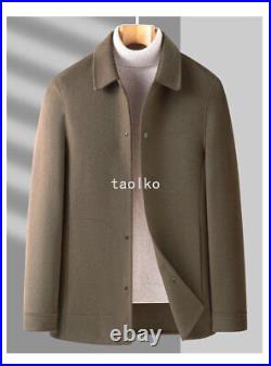 British Style Business Mens 60% Wool Short Coat Jackets Lapel Collar Outwear 4XL