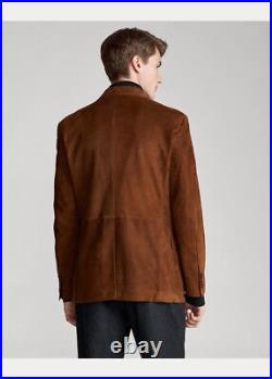 Brown Leather Blazer Men Pure Suede Coat Jacket 3 Button Brown Leather Blazer Men Pure Suede Coat Jacket 3 Button
