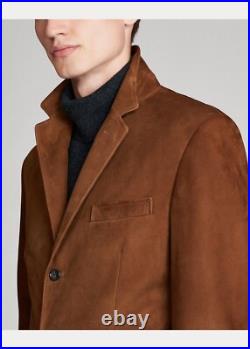 Brown Leather Blazer Men Pure Suede Coat Jacket 3 Button Brown Leather Blazer Men Pure Suede Coat Jacket 3 Button