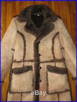 Brown Rancher Western Marlboro Man Sheepskin Shearling Leather Jacket Coat Sz 38
