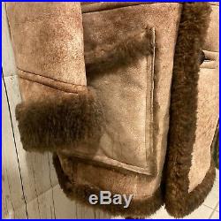 Brown Stratojac Shearling Sheepskin Marlboro Man Rancher Western Coat Size 44