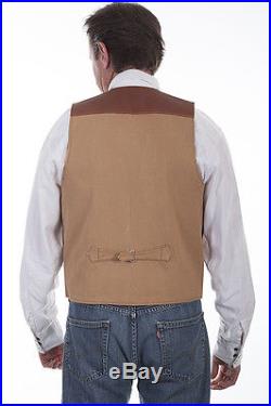 Brown Western Leather John Wayne Duke Cowboy Vest Scully Wahmaker Size S-4xl New