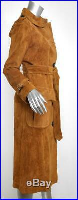 COACH Womens Camel Brown WESTERN SUEDE TRENCH Long Coat Jacket 2 NEW $1590