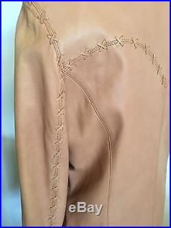 CRIPPLE CREEK Leather Jacket Coat Stitching Western MEDIUM Womens Soft Camel