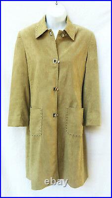 CYNTHIA STEFFE Womens Tan Beige Faux Suede Leather Western Studded Coat Jacket S