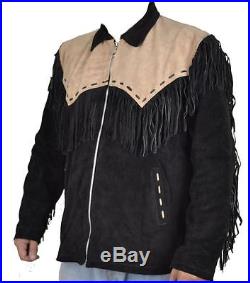 Celebrita X Cowboy Western Leather Jacket Native Coat Black w Brown Patch