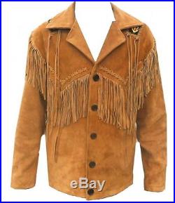 Celebrita X Cowboy Western Leather Men's Coat fringed and Beads Sizes