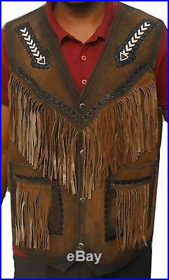 Celebrita X Western Cowboy Men's Leather Vest A Grade Suede Leather