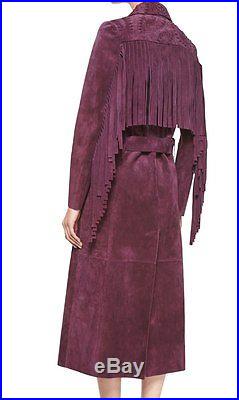 Celebrity Fashion Design Purple Coat Women Western Suede Leather Jacket-15