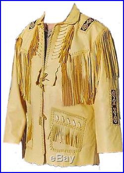 Celebrity Fashion Design Women Men Western Yellow Suede Leather Jacket Fringe-1